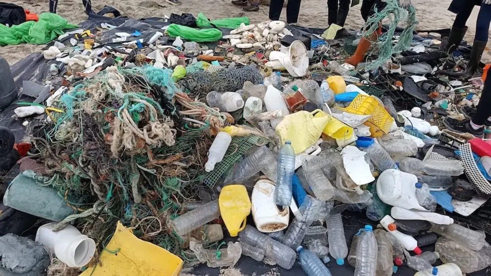 Marea de lixo retirado das praias de Lires e Nemina por Mar de Fabula
