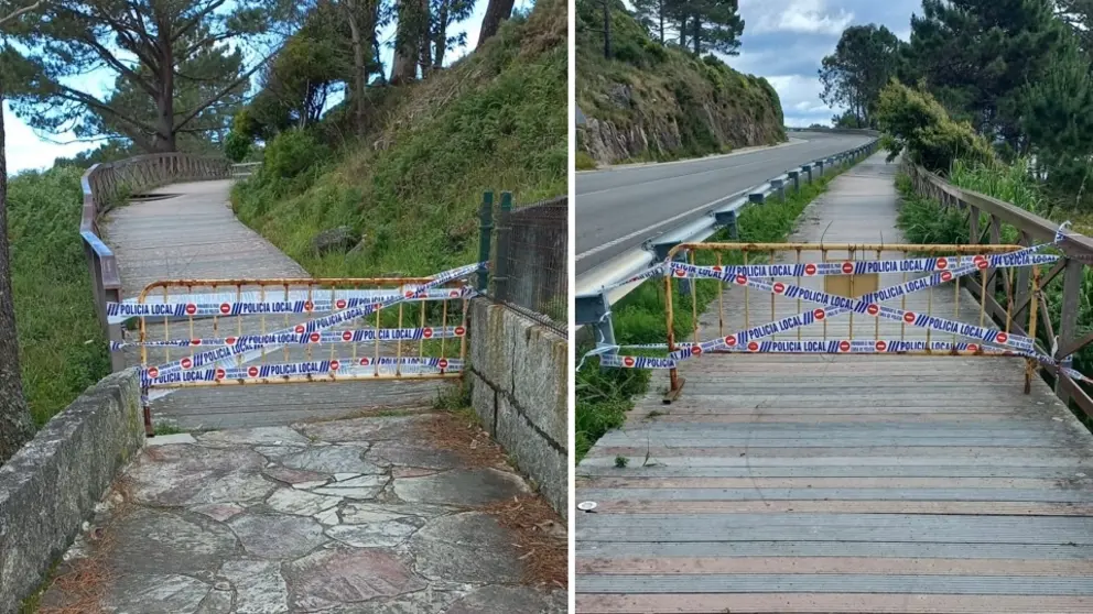 Pasarela de madeira de Louro pechada