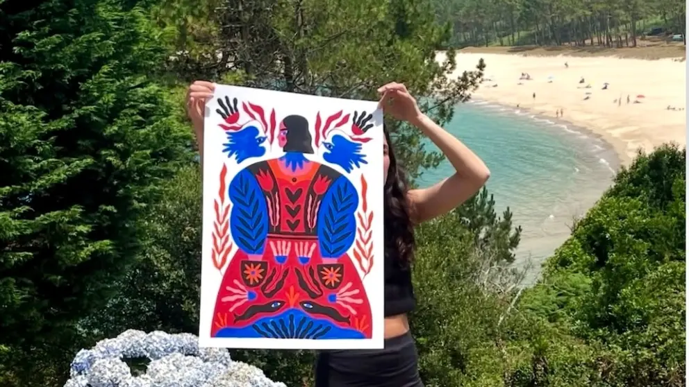 A artista Agustina Shuan na semana da arte 2025 no Camping Lago-Mar