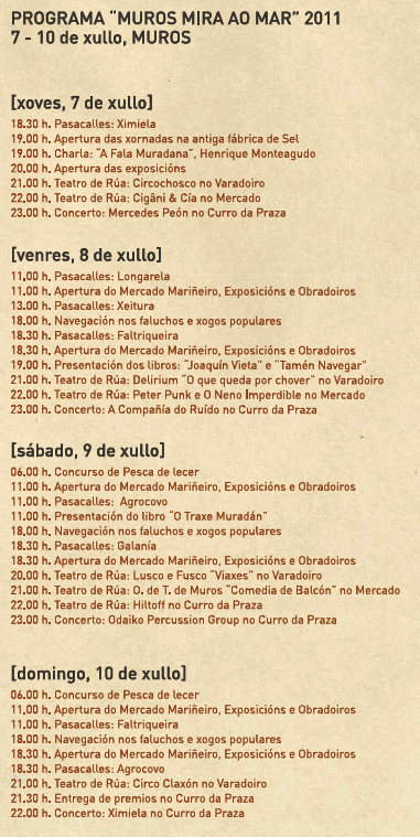 Muros Mira ao mar 2011 - Programa