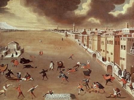 A cidade de Venecia cuberta polo xeo en 1709