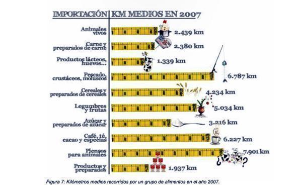 Quilometros percorridos polos alimentos