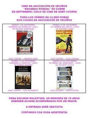Todos os venres de setembro, cine con Gary Cooper en Corme