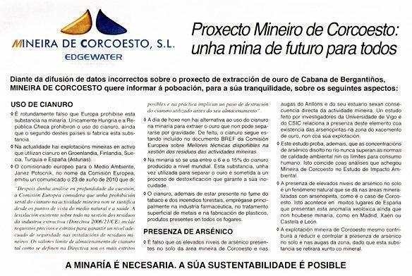 mina Publicidade mineira Anuncio que aparece en diferentes medios da Mina de Ouro de Corcoesto