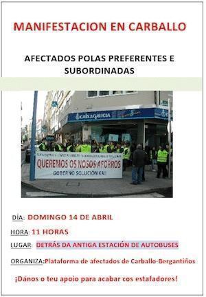 Manifestacion en Carballo dos Afectados polas Preferentes Manifestacion en Carballo dos Afectados polas Preferentes