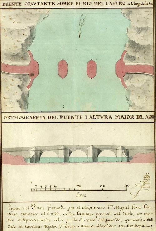 Proxecto de Miguel Ferro Caaveiro para A Ponte Constante- Fonte- Arquivo Historico Nacional de Madrid Proxecto de Miguel Ferro Caaveiro para A Ponte Constante- Fonte- Arquivo Historico Nacional de Madrid