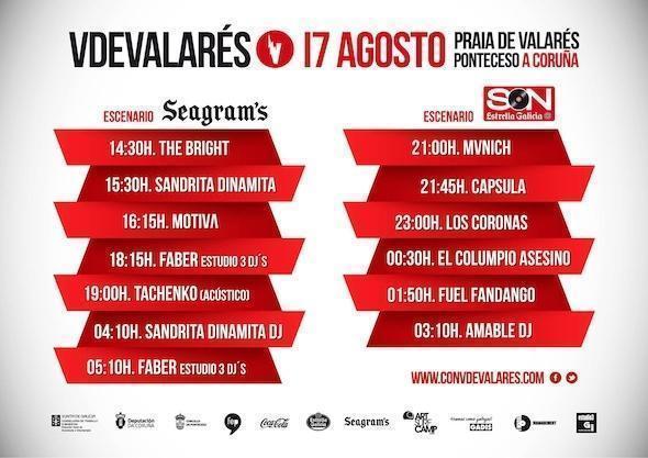 Horarios do Festival Con V de Valares 2013 Horarios do Festival Con V de Valares 2013