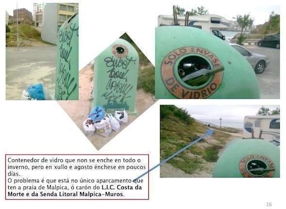 Saude de Canido 5 O contedor de vidro sito ao carón da praia énchese con máis facilidade en verán