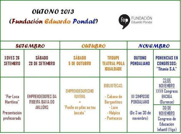 Programa de Outubro 2013 da Fundacion Eduardo Pondal Programa de Outubro 2013 da Fundacion Eduardo Pondal