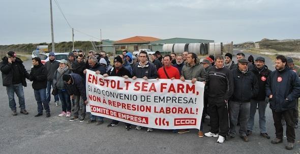 Medio centenar de traballadores de Stolt Sea Farm en folga as portas da Piscifactoria de Lira Medio centenar de traballadores de Stolt Sea Farm en folga as portas da Piscifactoria de Lira
