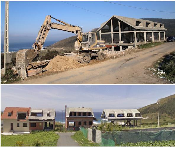 Derruidas 3 casas ilegais en Mar de Fora-Fisterra Derruidas 3 casas ilegais en Mar de Fora-Fisterra