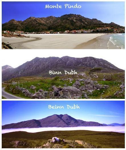 Os Montes Escuros de Galicia, Irlanda e Escocia: Monte Pindo, Binn Dubh e Beinn Dubh