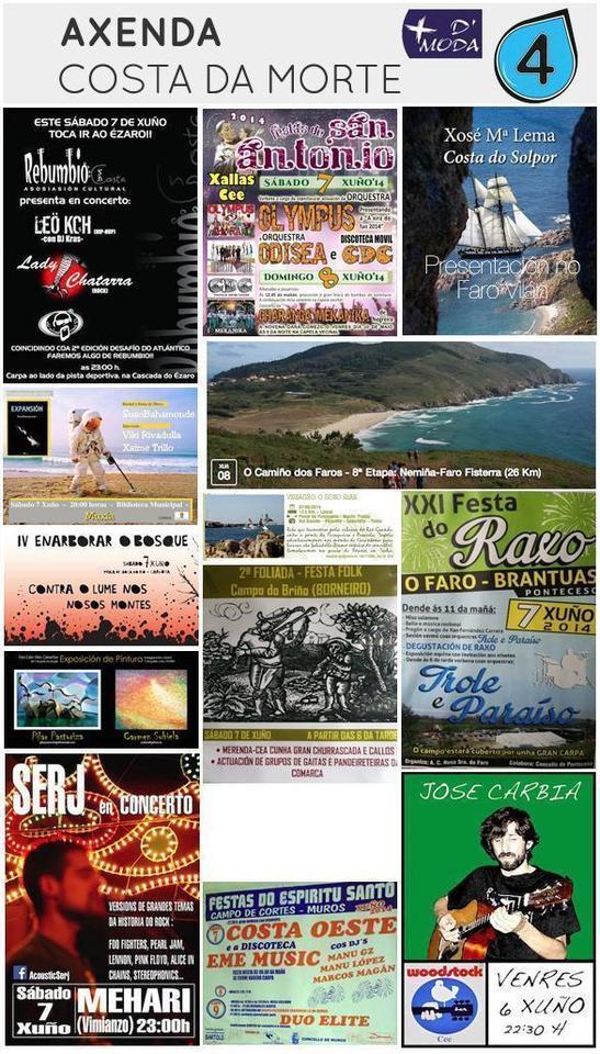 AxendaCostadaMorte 6 xuno 2014 Axenda da fin de semana patrocinada por +Más D'Moda