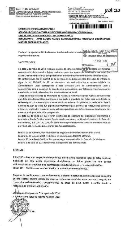 Resolucion Secretaria Vimianzo Resolucion Secretaria Vimianzo