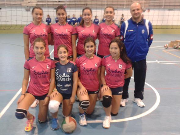 Un dos equipos femininos do Voley Dumbria Un dos equipos femininos do Voley Dumbria
