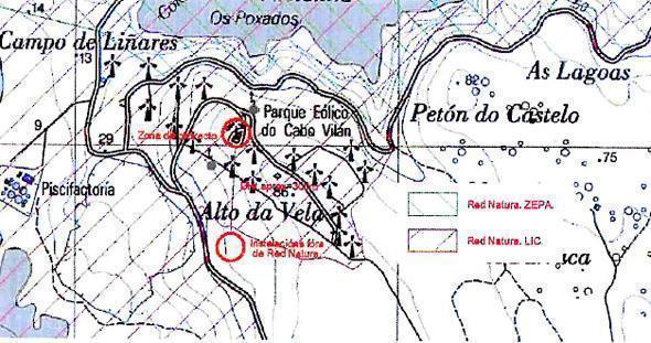Mapa do proxecto das Baterias de Fenosa no Cabo Vilan Mapa do proxecto das Baterias de Fenosa no Cabo Vilan