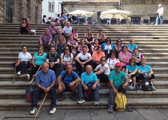 Familia de peregrinos de Zas na Quintana Familia de peregrinos de Zas na Quintana
