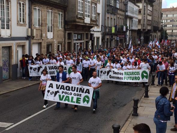 Mazaricos volveu abandeirar a manifestacion por Compostela