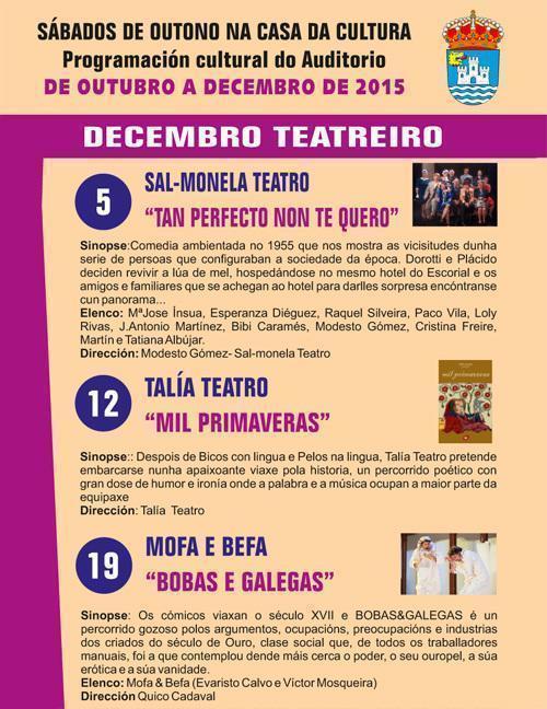 PROGRAMACION OUTUBRO-DECEMBRO 2015 - CASA DA CULTURA MARCAPAXINA