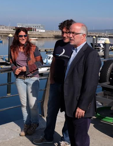 O presidente de Portos con Noemi Bermudez e Marcos Trigo de Cataventos