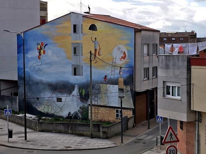 Mural do Mighelo en Carballo-Derrubando Muros con Pintura