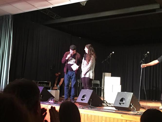 Xurxo Souto e Nadia Hariri durante a I Foliada Solidaria de Baio