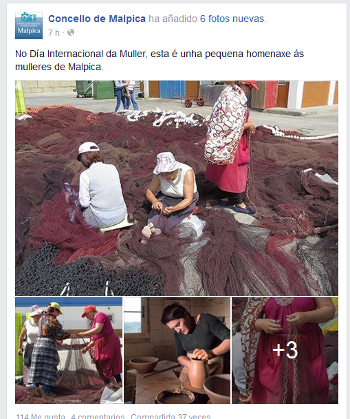 O concello de Malpica reivindicou o día da Muller a través da súa páxina de Facebook