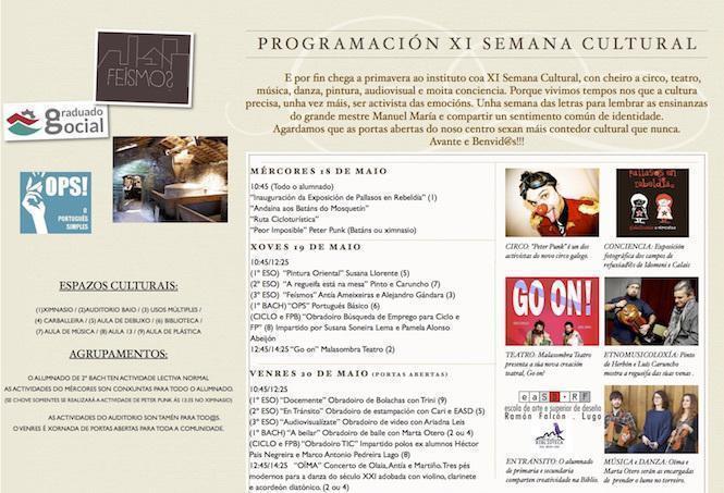 TRÍTICO SEMANA CULTURAL do IES de Baio 2016 2