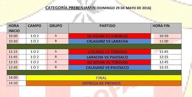 Horarios Torneo SD Sofan 2016-Prebenxamin