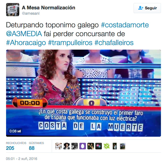 Tuit da Mesa sobre Costa de la Muerte