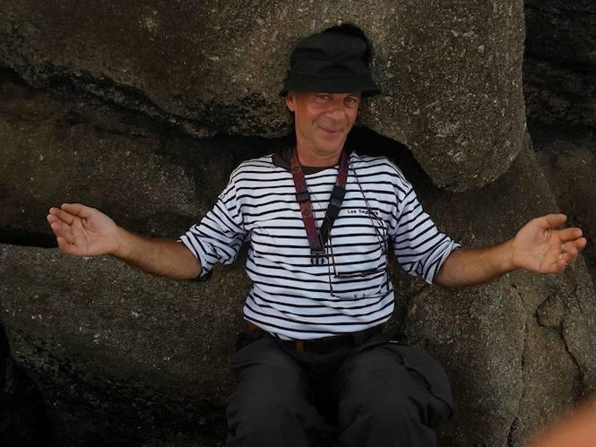 Jean-Francois Aillet na Pedra da Cabeza da Punta da Barca-Muxia