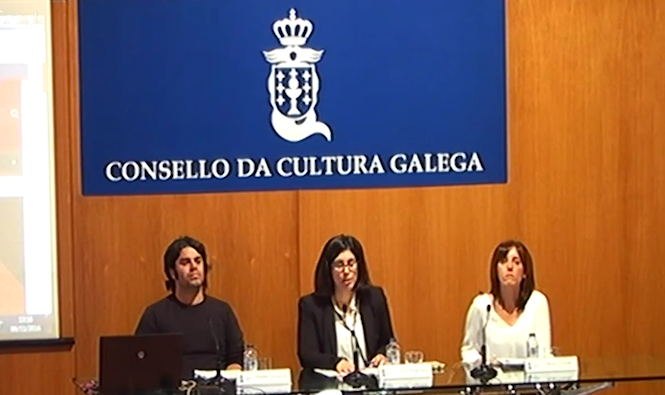 Ubaldo Cerqueiro de QPC, Cruz Negreira da USC, e Ana Conde de Teo Vivo, no Consello da Cultura Galega