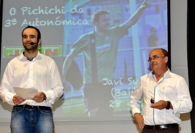Juan Silva con Fran Hermida nunha das Galas do Futbol da Costa