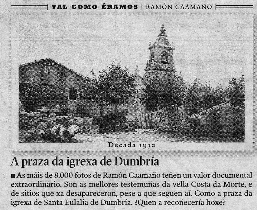 Imaxe da Igrexa de Dumbría en 1930-Foto de Ramón Caamaño na Voz