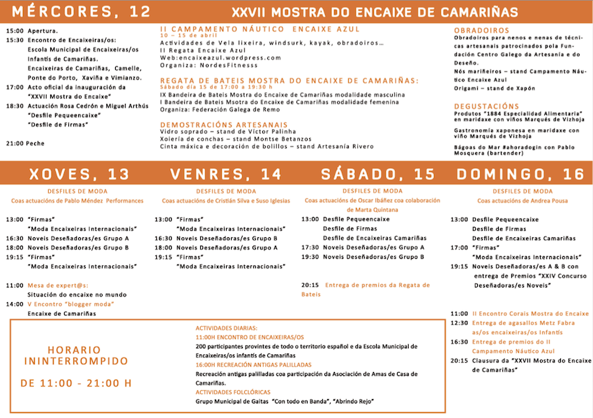 Programa Mostra do Encaixe Camarinas 2017