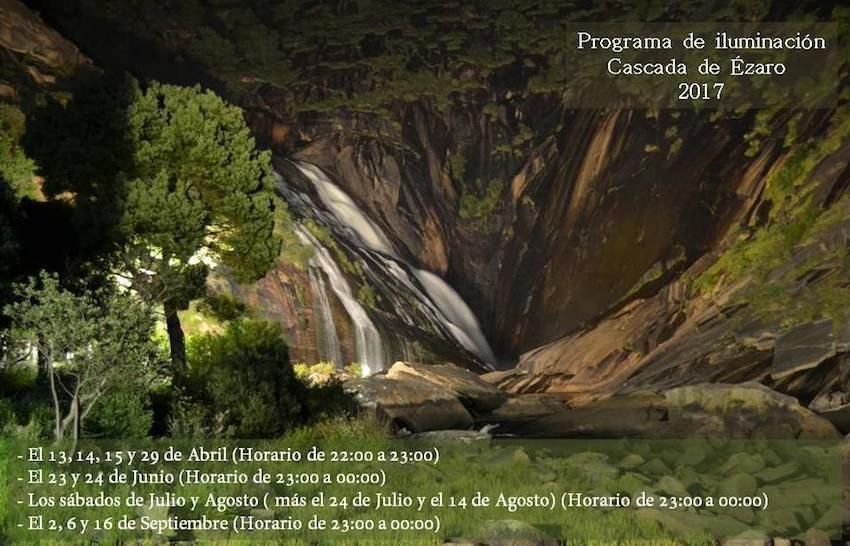 Programa de iluminacion nocturna da Fervenza cascada do Ezaro 2017