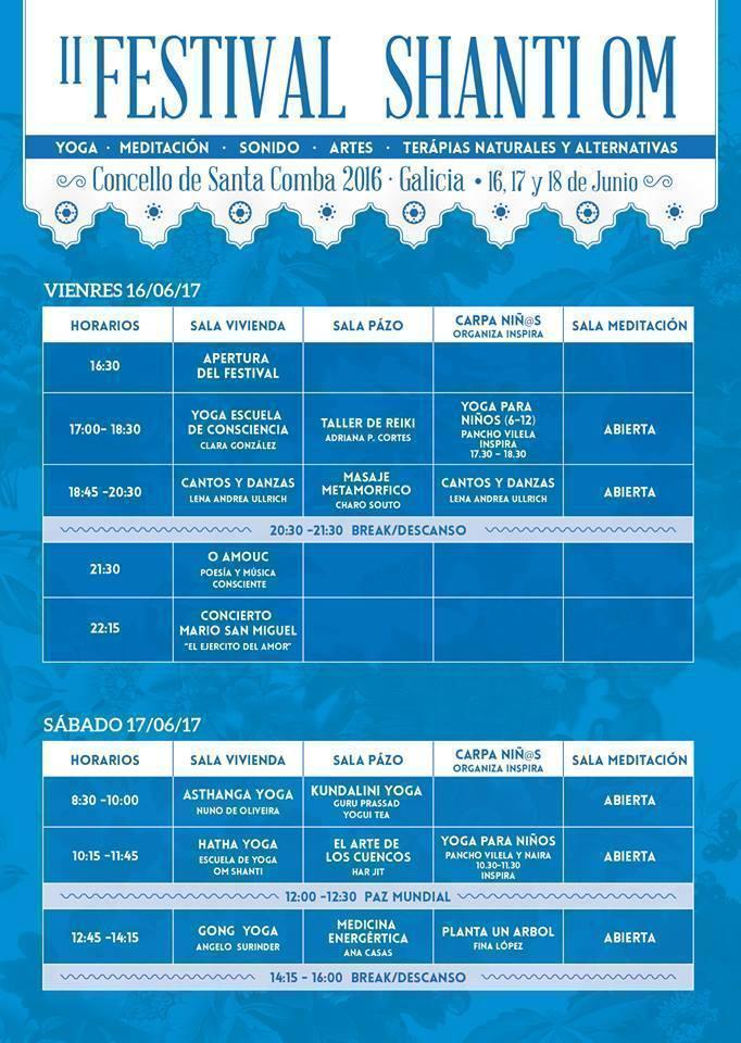 Programa Festival Shanti OM Santa Comba 2017 1