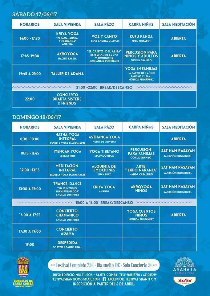 Programa Festival Shanti OM Santa Comba 2017 1