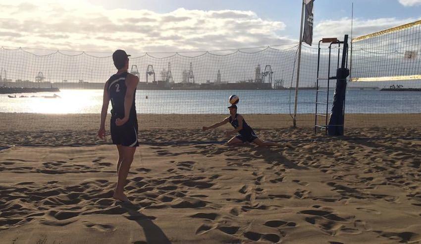 Marco Lado e David Redonda coa Seleccion Galega de Volei Praia en Las Palmas