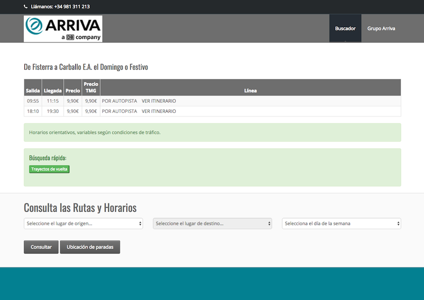 Buscador de Arriva