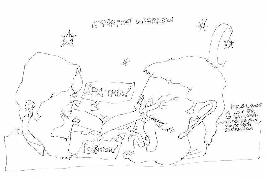 Debuxo de Fran Martin de APEM sobre loitas de patrias
