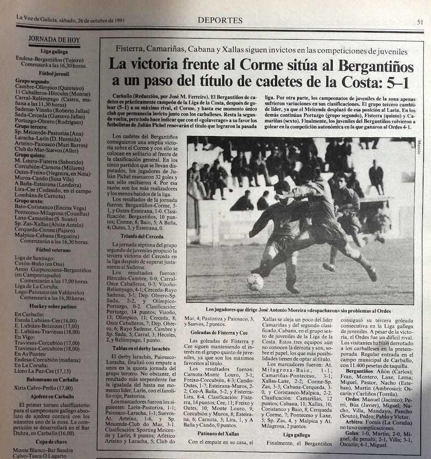 Hemeroteca de La Voz sobre os Cadetes da Costa-1991
