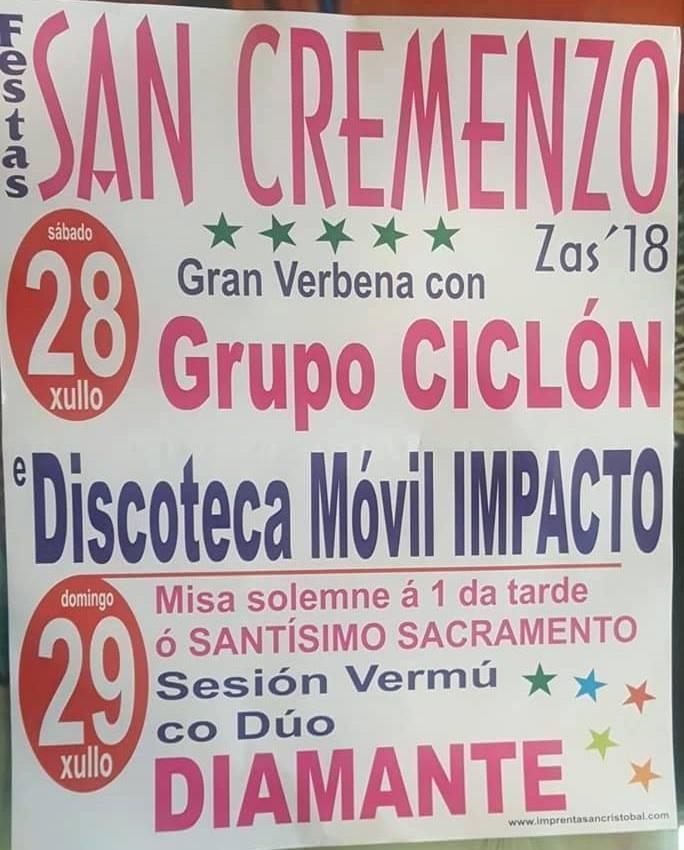 Festas de SAn Cremenzo-Zas 2018