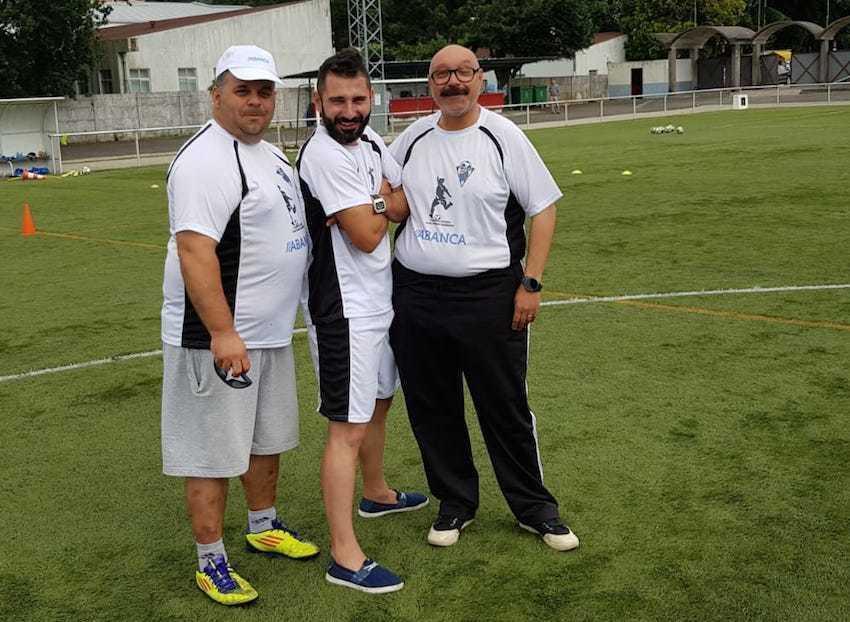 Oscar Leis Ruben Forjan e Corredoira no Campus do Outes