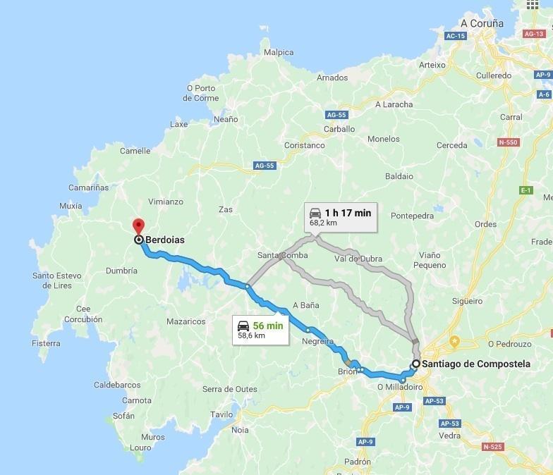 A Vía de Alta Capacidade Santiago-Costa da Morte faría moito máis doados os 60 km entre a capital galega e Berdoias, onde debería enlazar coa Autovía