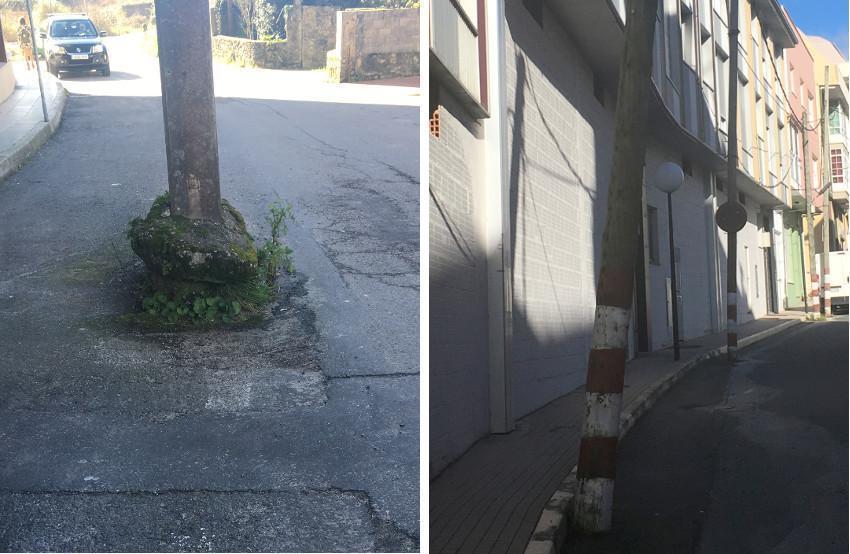 Postes de luz perigosos en Cee