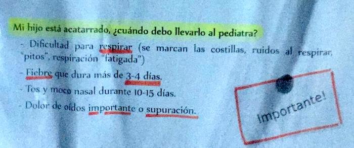 Cartel sobre o catarro en Vimianzo