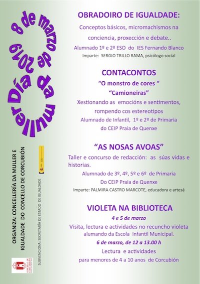 cartaz 8 de marzo en Corcubion