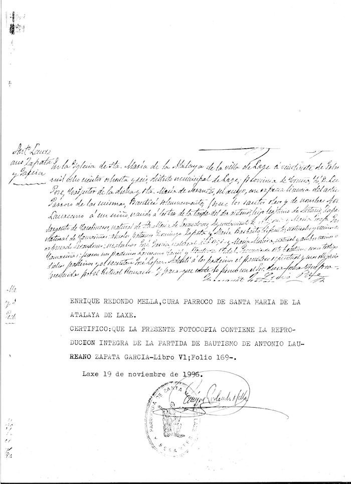 Partida de Nacemento de Anton Zapata 2