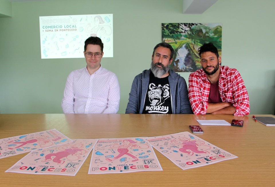 Rubén Naya, Juanjo Merino e Borja Canto da Asociación de Empresarios de Ponteceso, Cabana e Laxe presentando a campaña Suma en Ponteceso Rubén Naya, Juanjo Merino e Borja Canto da Asociación de Empresarios de Ponteceso, Cabana e Laxe presentando a campaña Suma en Ponteceso